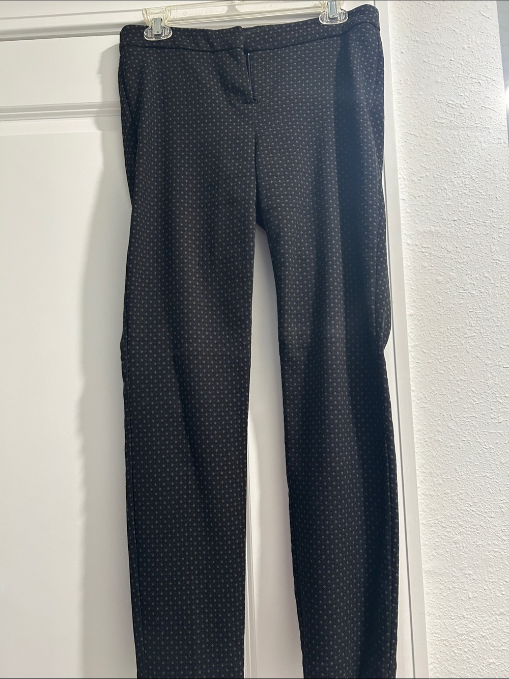 Slim Ankle Dress Pants in Black with Micro Dot Detail